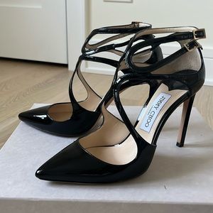 Authentic Jimmy Choo Lancer 100 black patent leather heels size 38